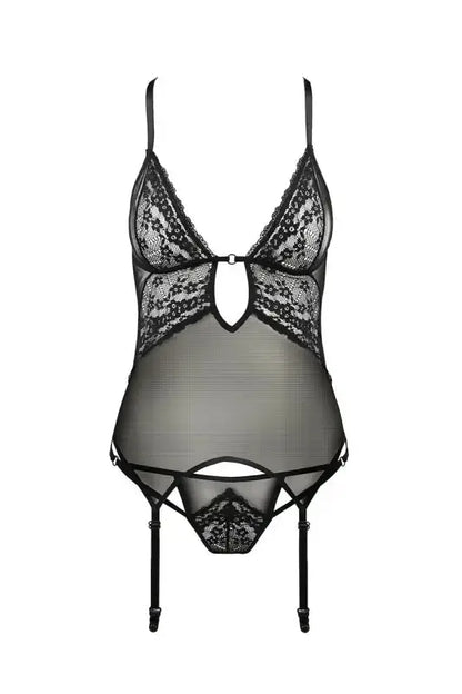 Ensemble de lingerie en dentelle et maille noire body confortable et grande taille Guêpière disponible chez LollyDoll