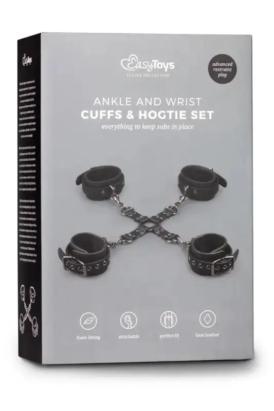 Attaches BDSM : ensemble de menottes aux chevilles et poignets avec hogtie de la collection Easytoys Fetish.