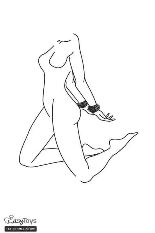 Menottes de bondage Easytoys Fetish sur une silhouette féminine, illustrant le plaisir des jeux BDSM.