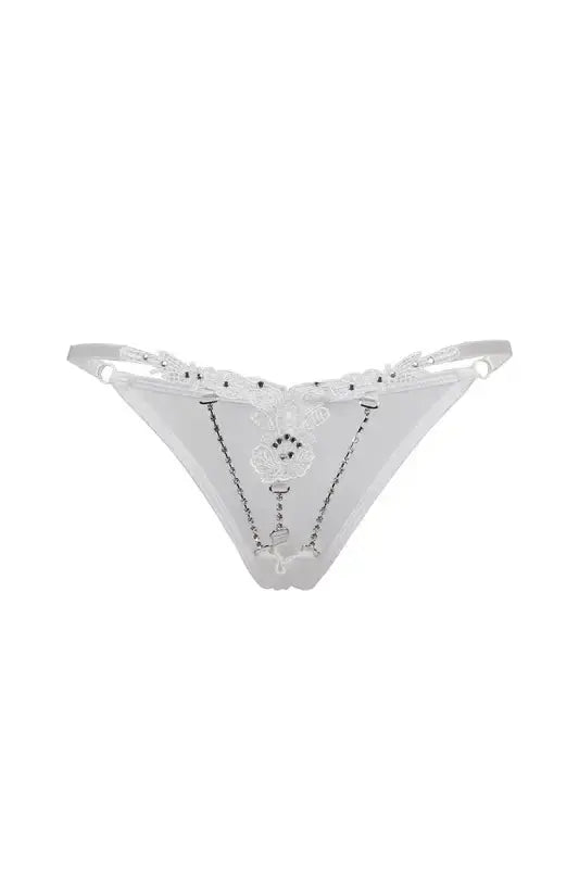 String ouvert à strass blanc élégant de Paris Hollywood, sublimant votre sensualité.