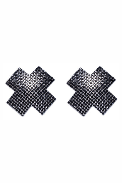 Cache-tétons adhésifs croix pierres noires irisées Cottelli