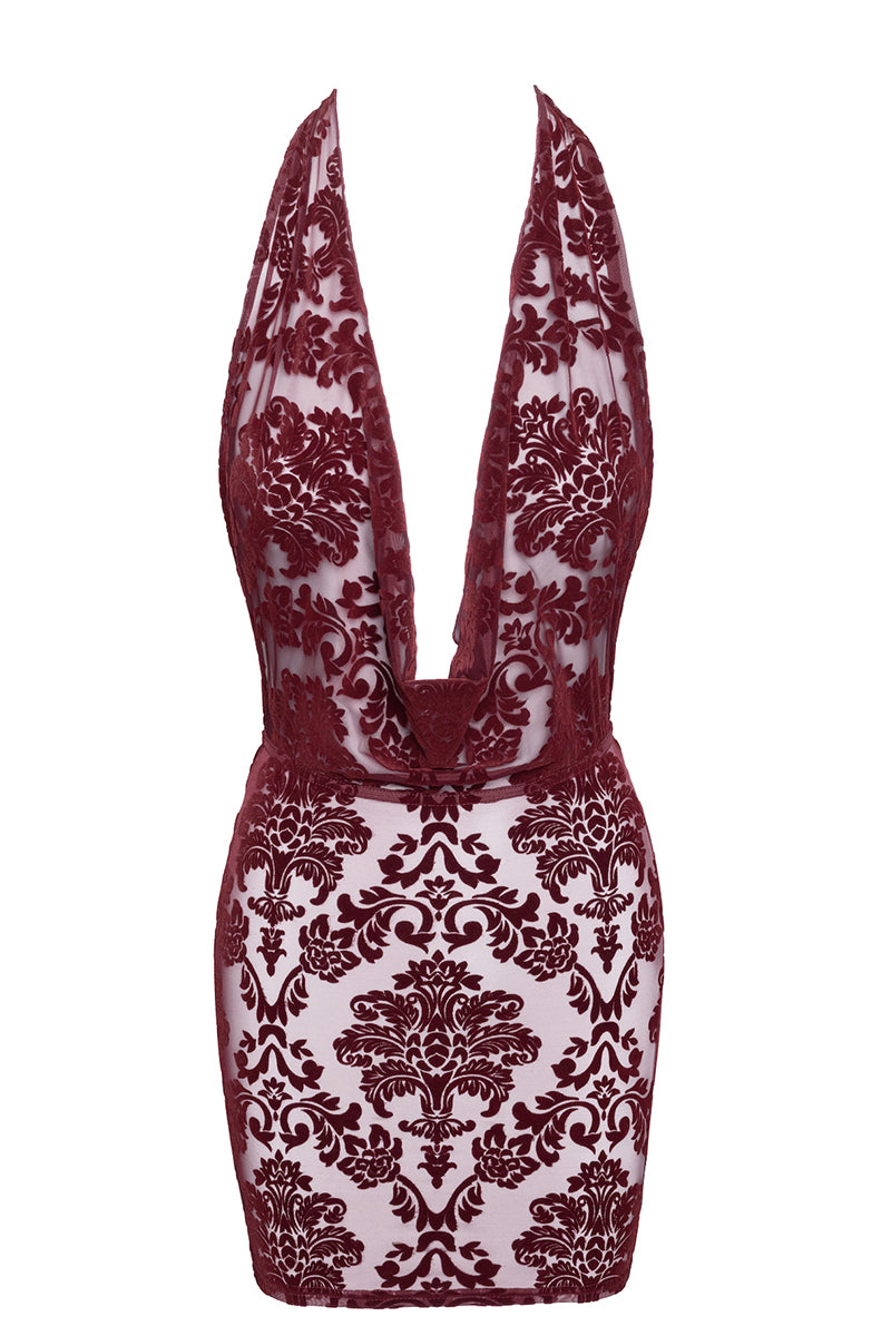 mini robe dos nu en tulle extensible vue de face dispo de la taille XS ou 3XL