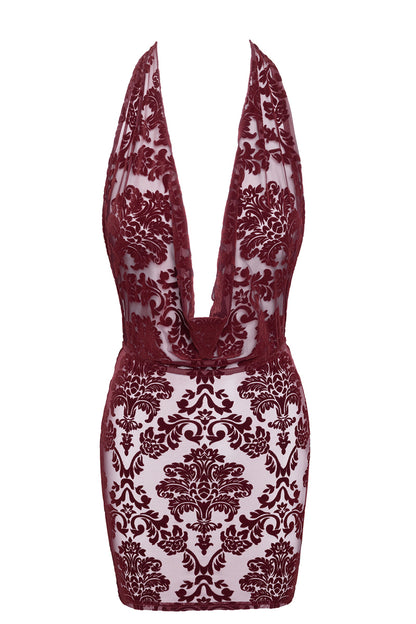 mini robe dos nu en tulle extensible vue de face dispo de la taille XS ou 3XL