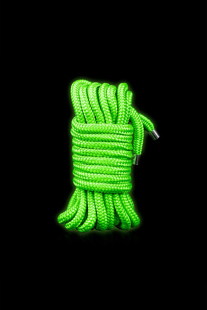 Corde bondage phosphorescente 5m pour des jeux BDSM en toute sécurité