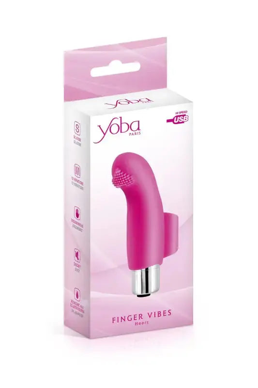 Vibrateur à doigt rose dans son emballage.Doigt vibrant Heart