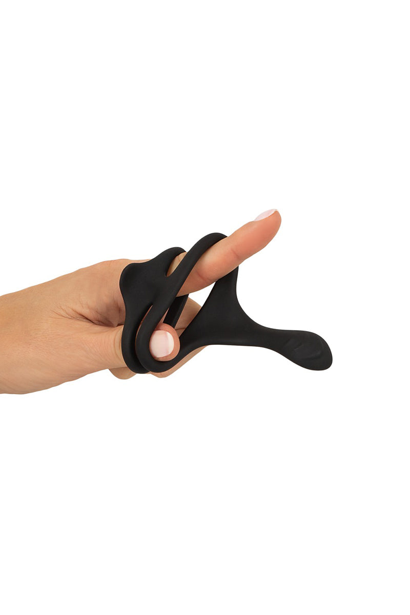 Cockring avec stimulateur de périnée silicone liquide noir Erecto