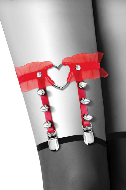 Jarretière BDSM cœur en métal et tulle rouge Bijoux pour toi