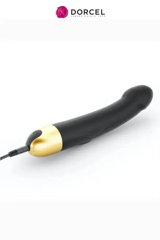 Vibromasseur point G rechargeable Real Vibration 2.0 en noir et or de Dorcel, élégant et puissant.