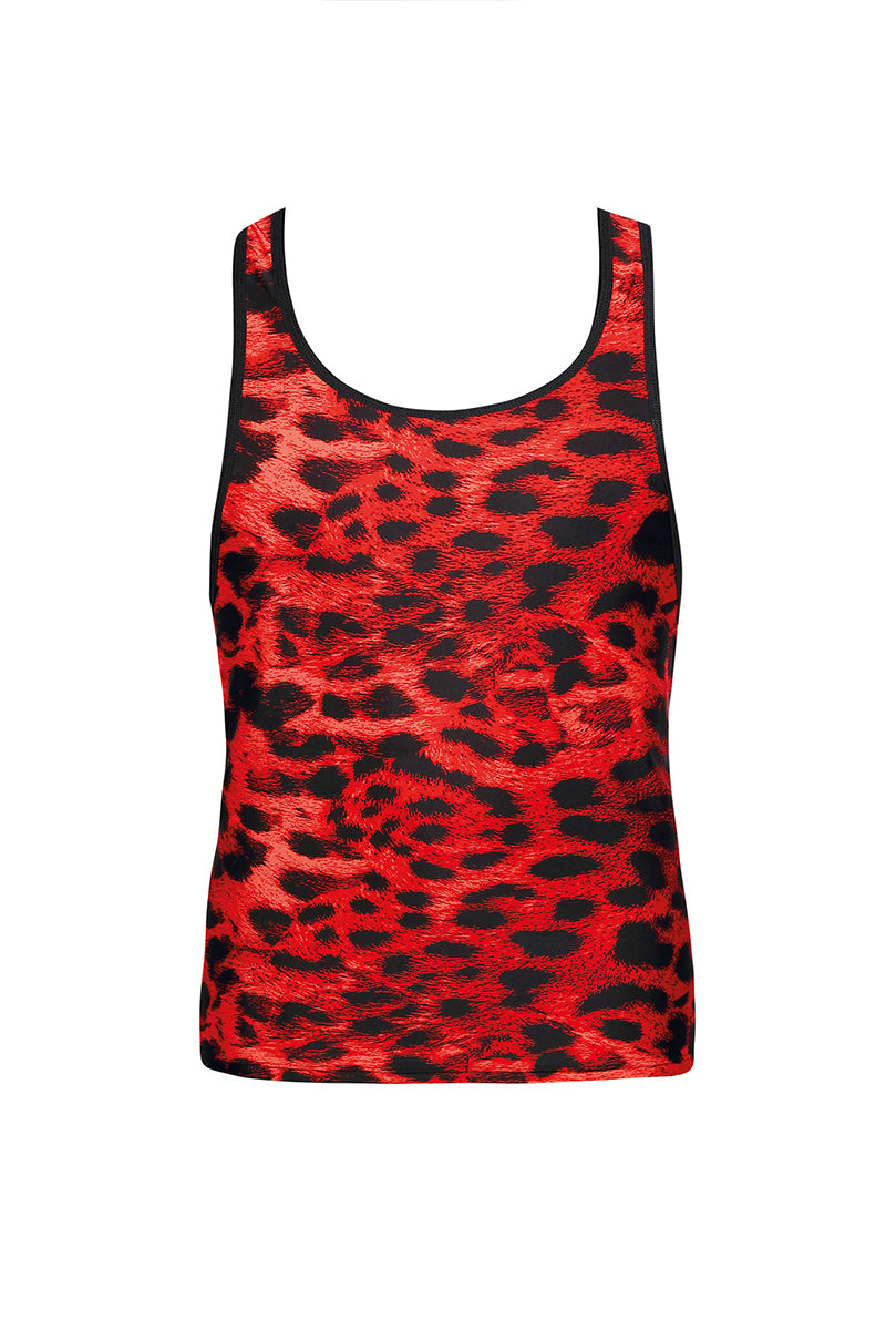 Débardeur homme motif animal rouge et noir Savage Anaïs for Men