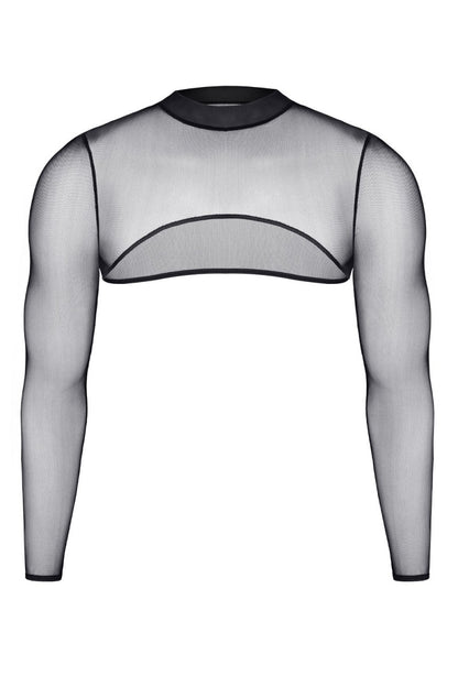 Crop top homme en tulle transparent noir Regnes