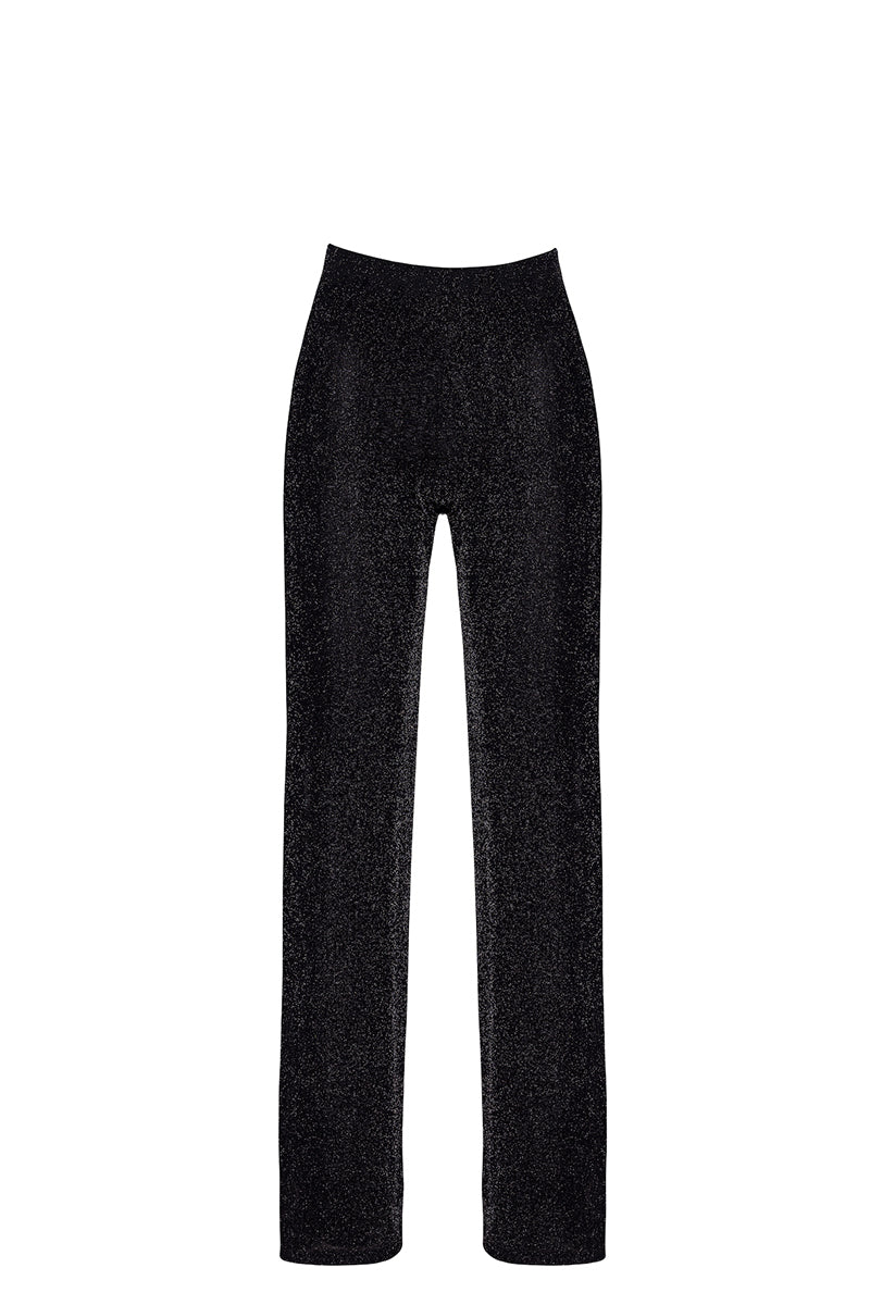 Pantalon transparent en maille pailletée Onyx Noir Handmade
