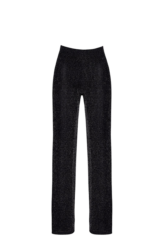 Pantalon transparent en maille pailletée Onyx Noir Handmade