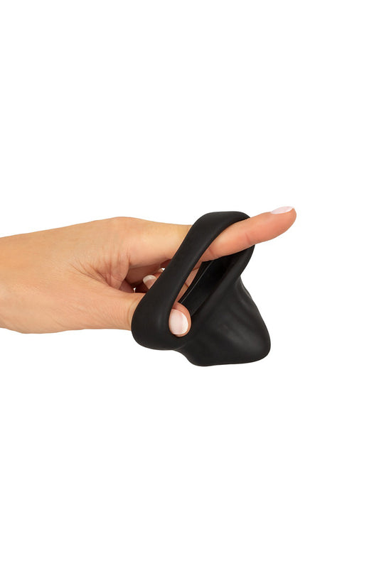 Cockring avec ball stretcher silicone liquide noir Erecto