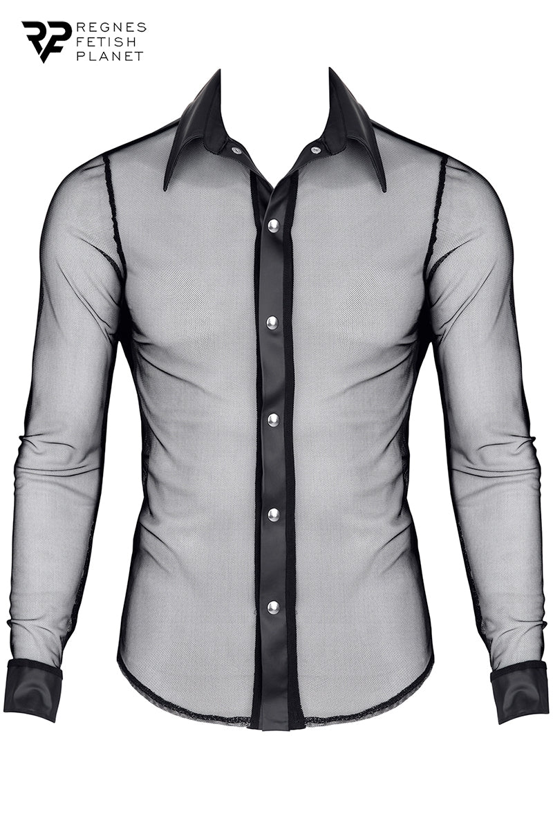 Chemise homme slim maille transparente et wetlook Cesare Regnes