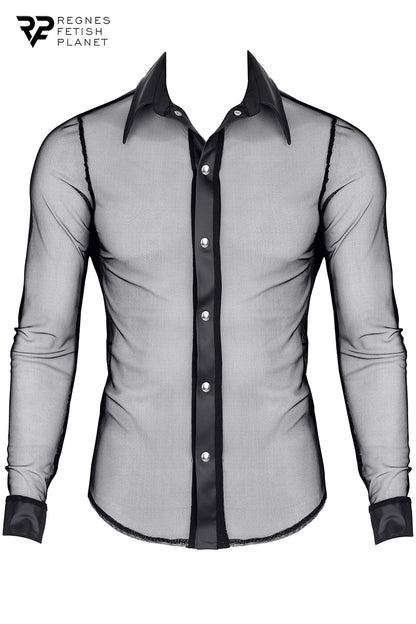 Chemise homme slim maille transparente et wetlook Cesare Regnes