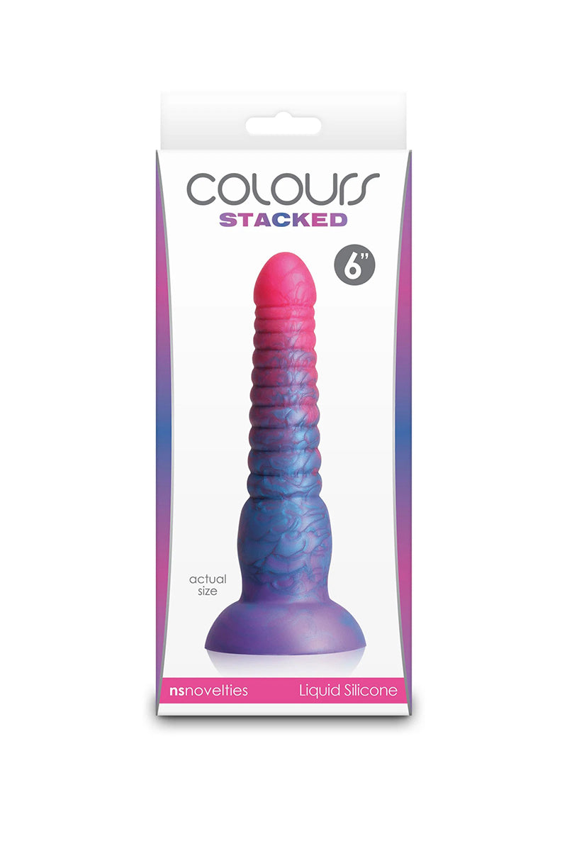 Gode ventouse annelé silicone liquide Blue Stacked NS Novelties