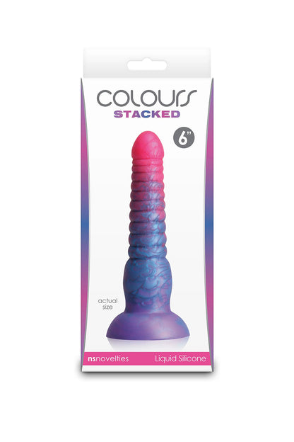 Gode ventouse annelé silicone liquide Blue Stacked NS Novelties