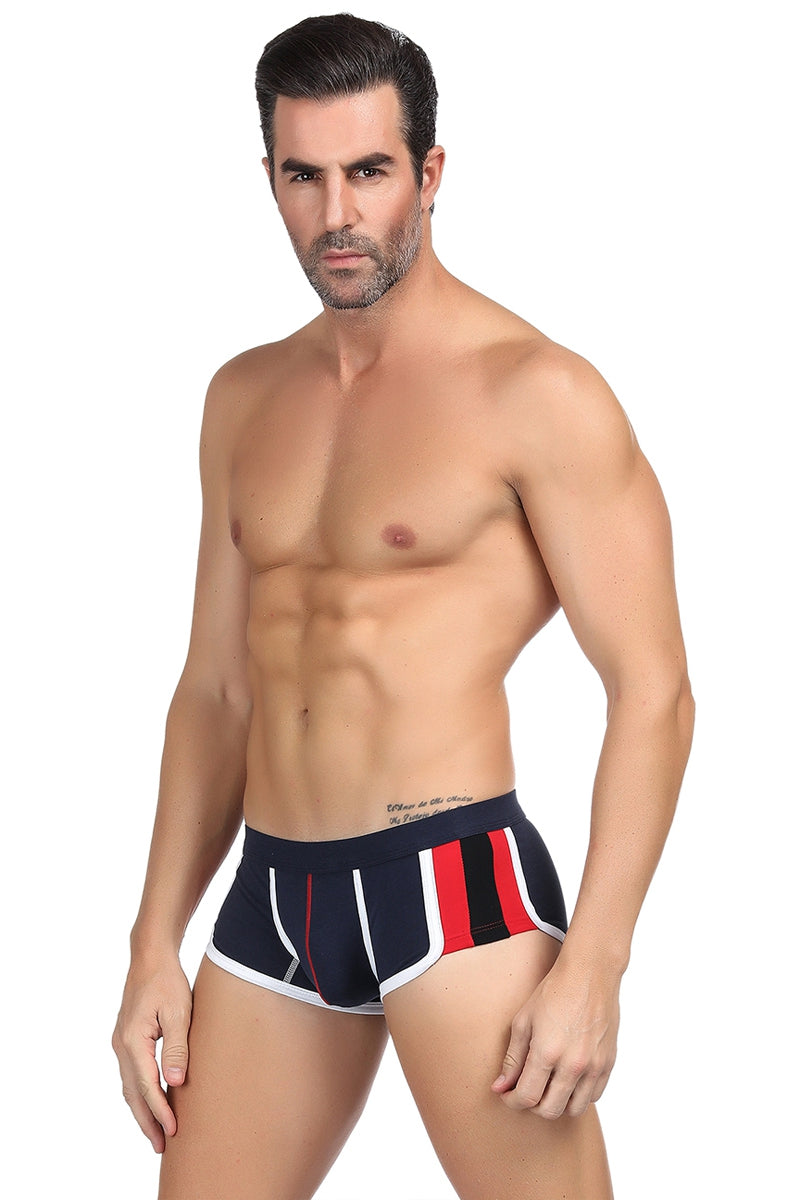 Mini boxer homme tissu épais bleu à liserés Paris Hollywood