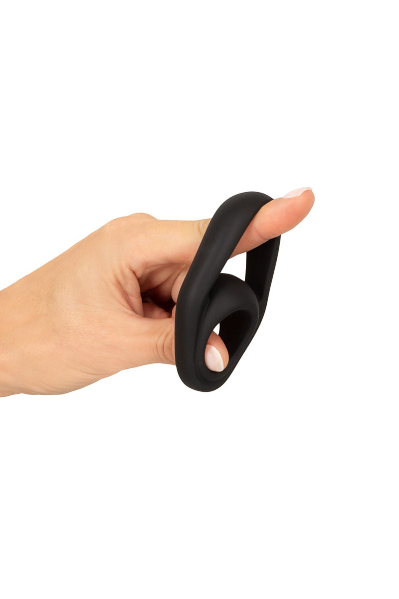 Cockring double en goutte avec pointe clitoridienne noir Erecto