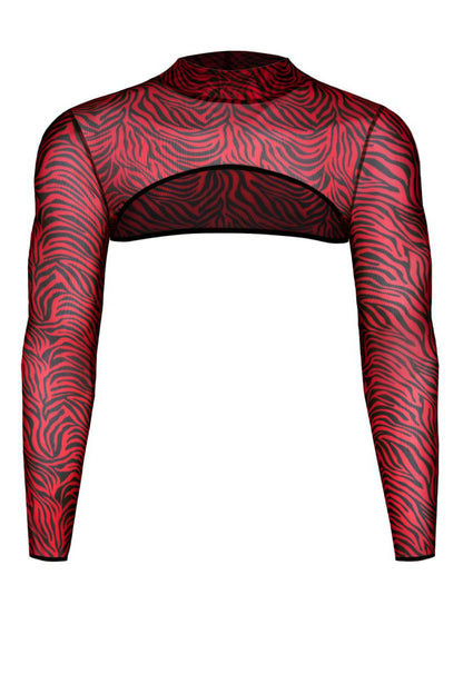 Crop top homme en tulle zébré rouge et noir Regnes
