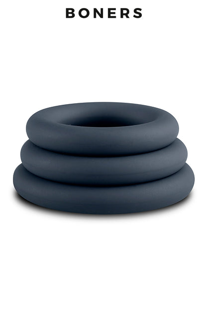 Kit de 3 cockrings en silicone extra doux Boners