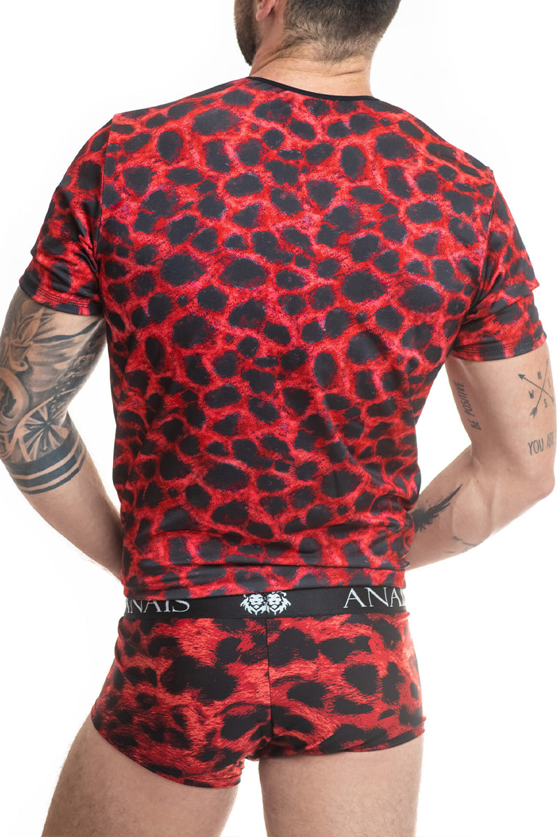 T-shirt homme motif animal rouge et noir Savage Anaïs for Men