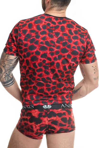 T-shirt homme motif animal rouge et noir Savage Anaïs for Men