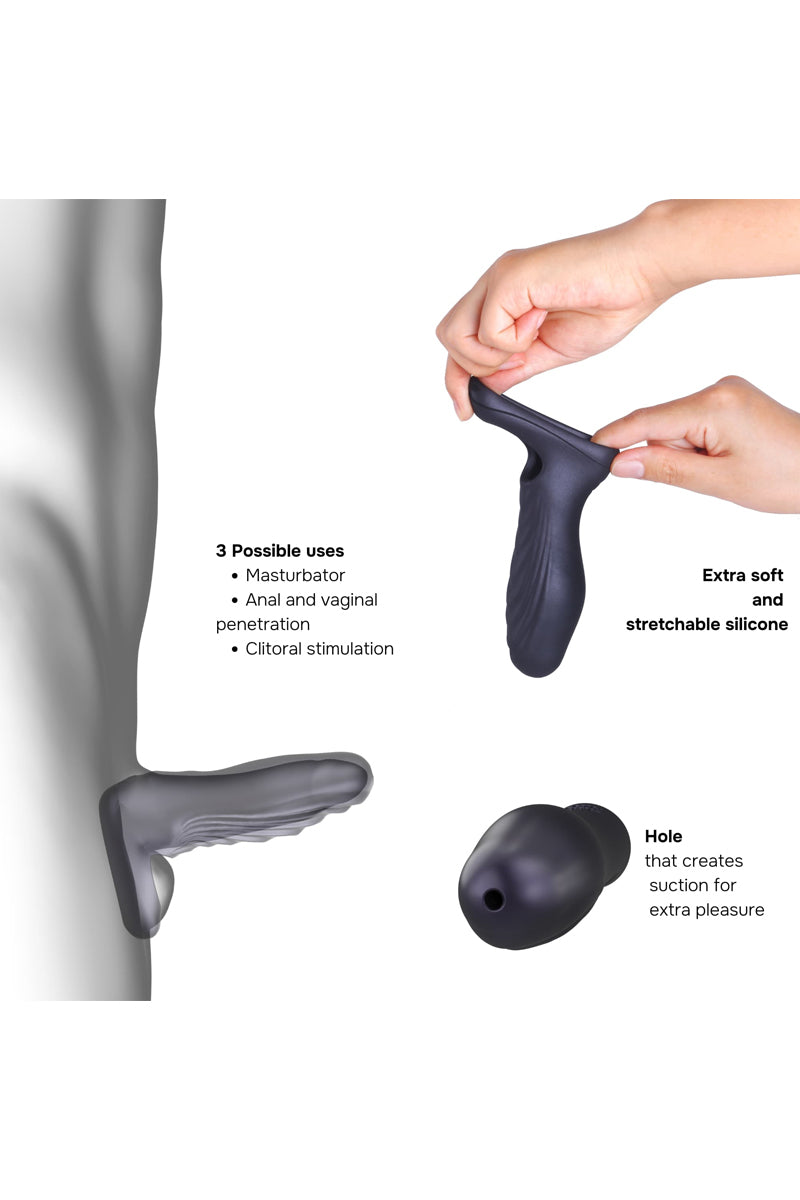 Gaine de pénis 3 en 1 silicone liquide Ryzer Black Plum Manwan