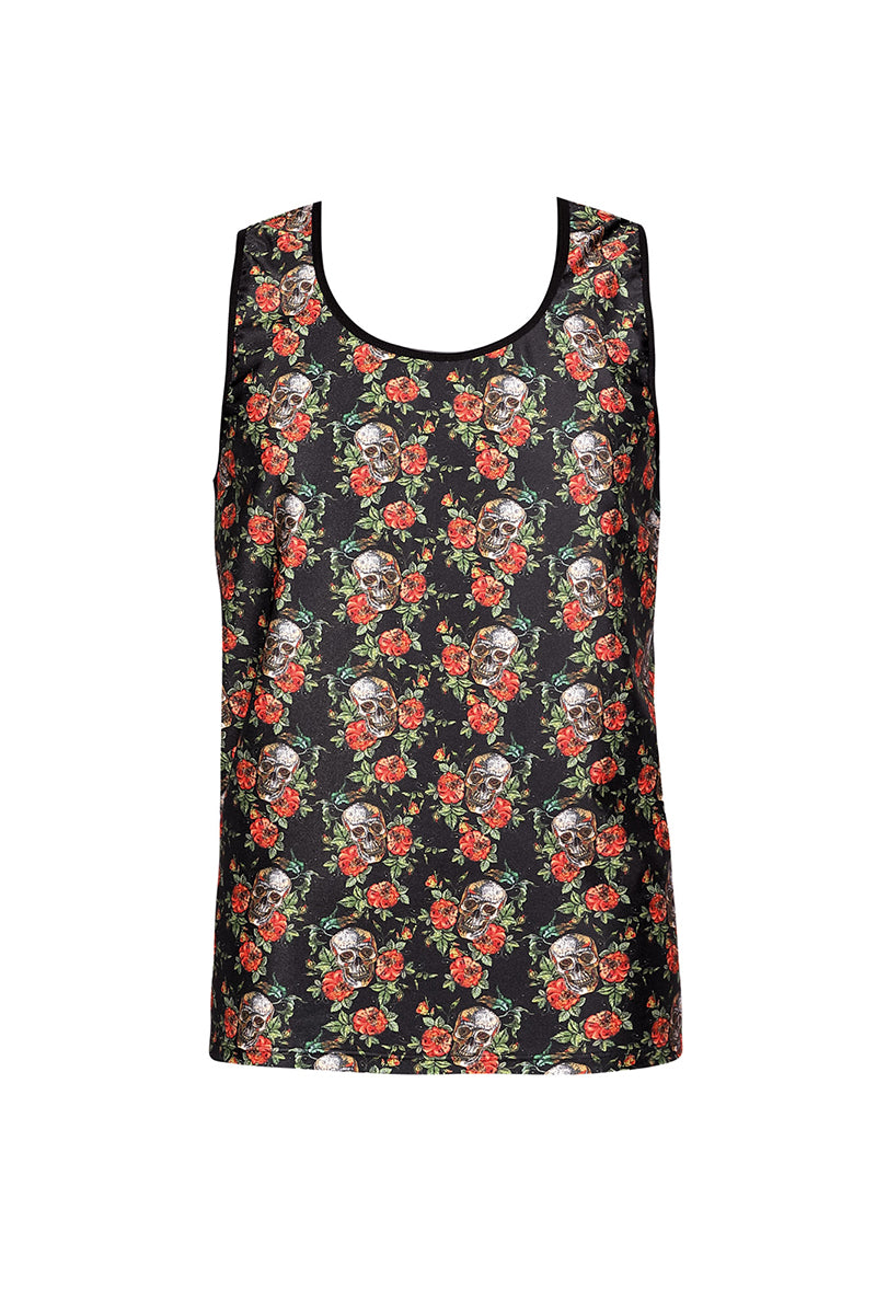 Débardeur homme imprimé crânes et roses Power Anaïs for Men