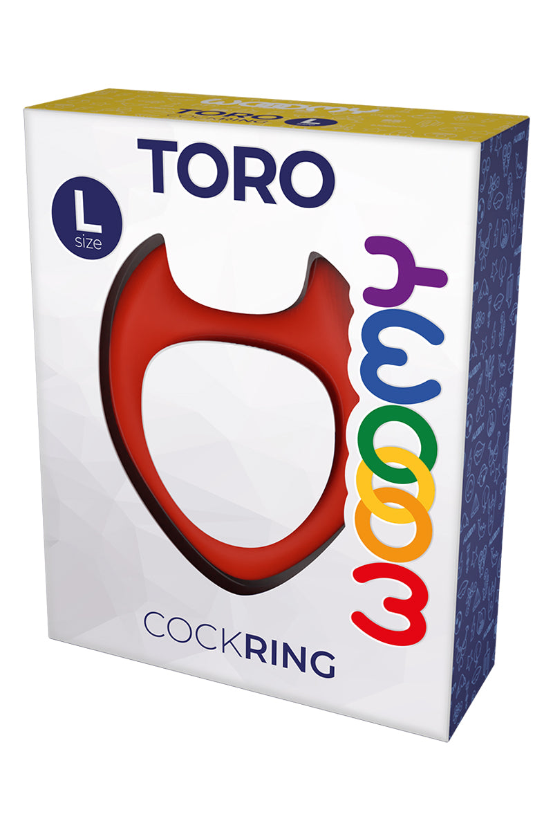 Cockring en silicone à cornes Toro rouge Wooomy