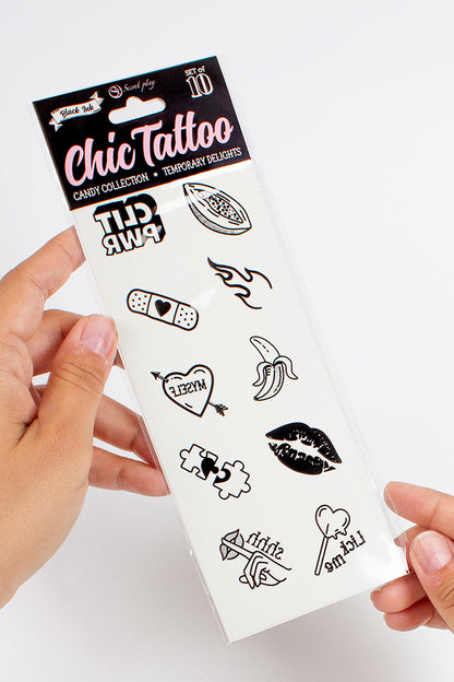 Lot de 10 tatouages temporaires Candy Collection Secret Play
