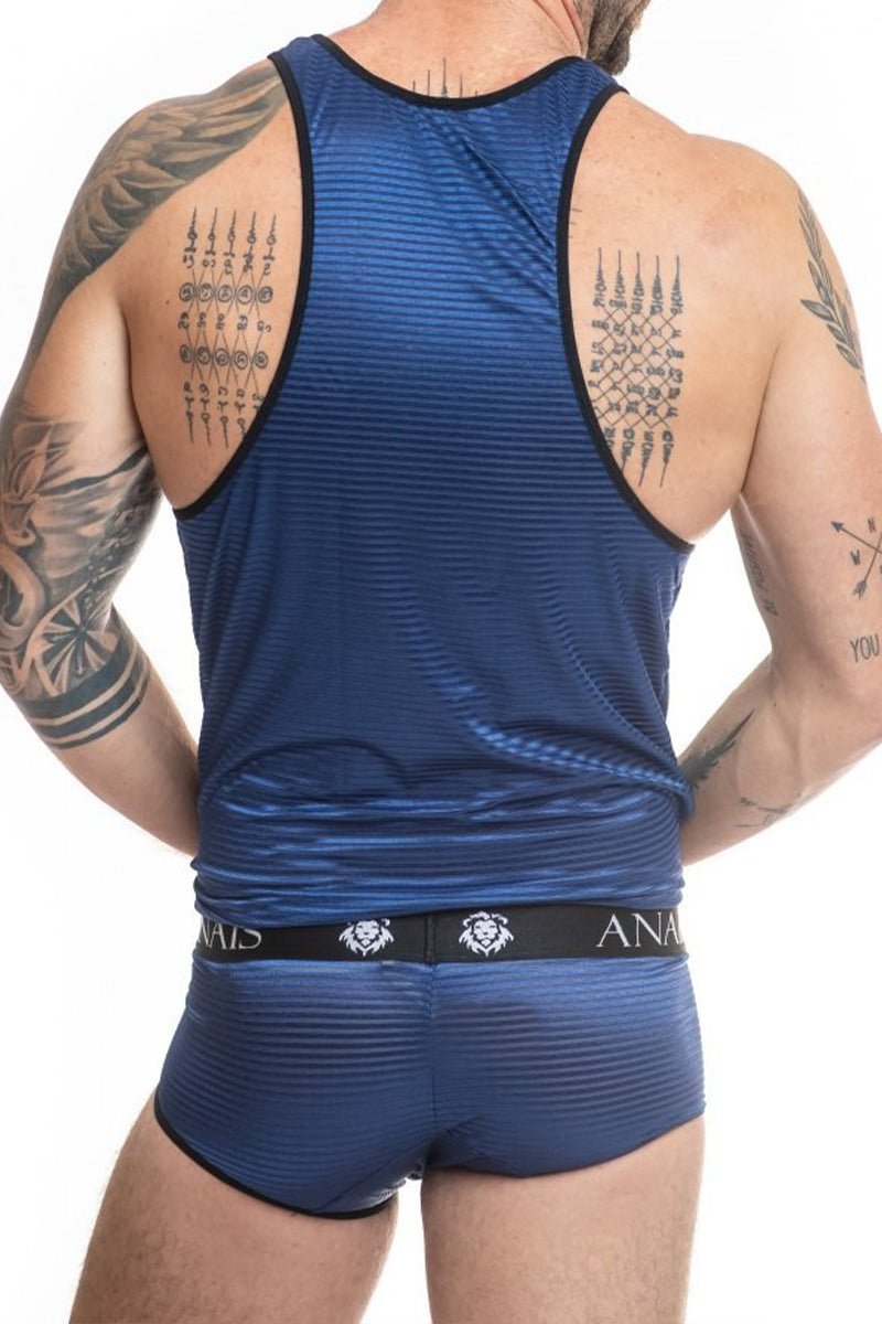 Débardeur rayé transparent et bleu brillant Naval Anaïs for Men