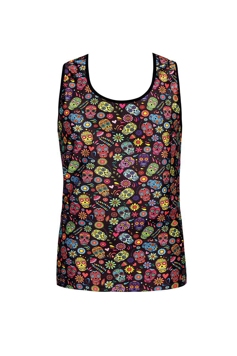 Débardeur galon noir imprimé calaveras Mexico Anaïs for Men