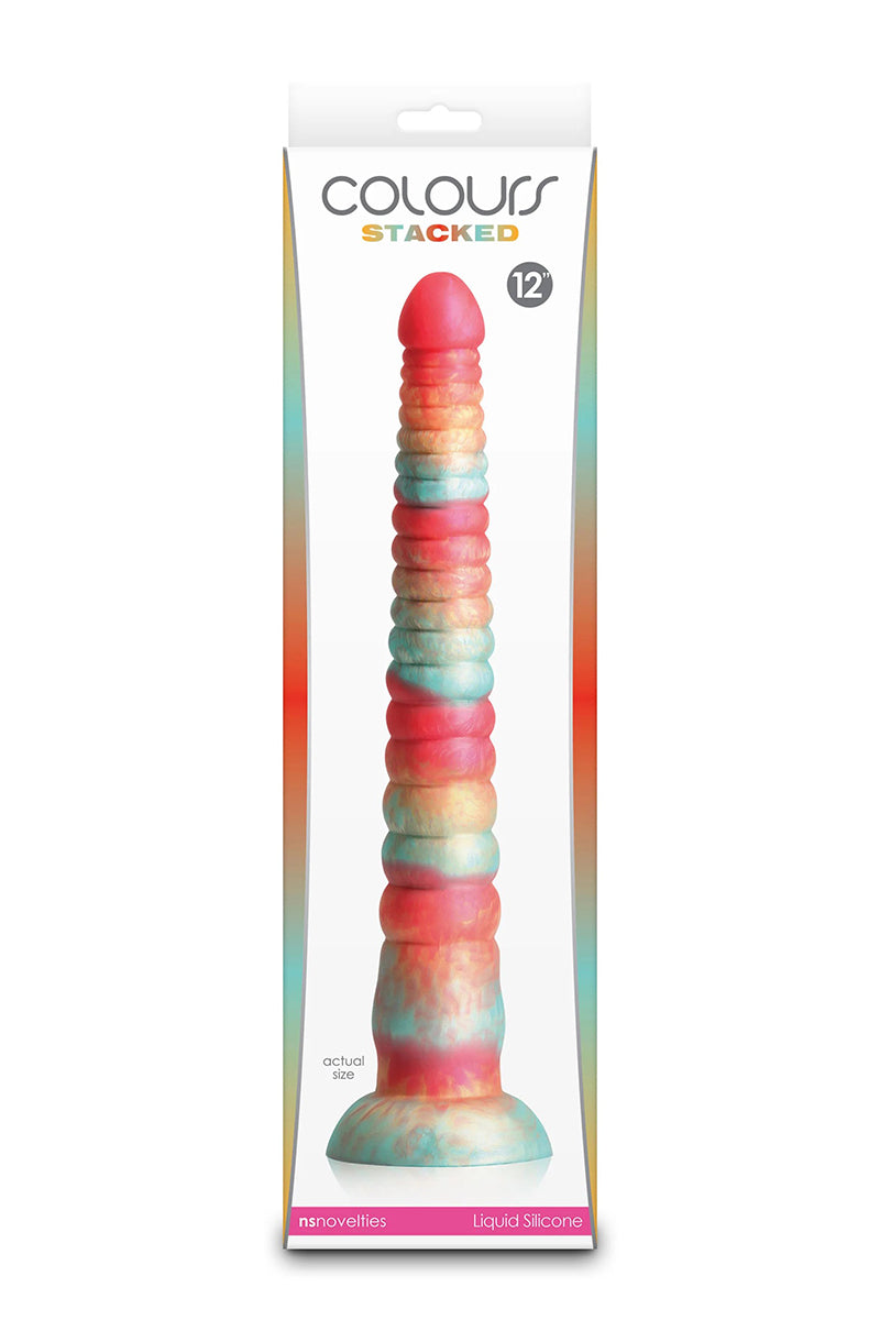 Grand gode ventouse annelé silicone liquide Red Stacked NS Novelties