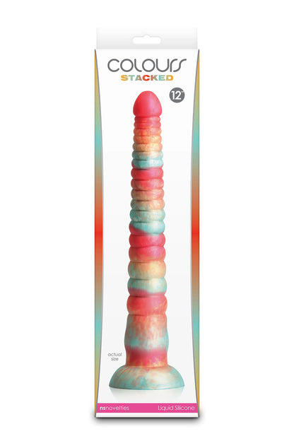 Grand gode ventouse annelé silicone liquide Red Stacked NS Novelties