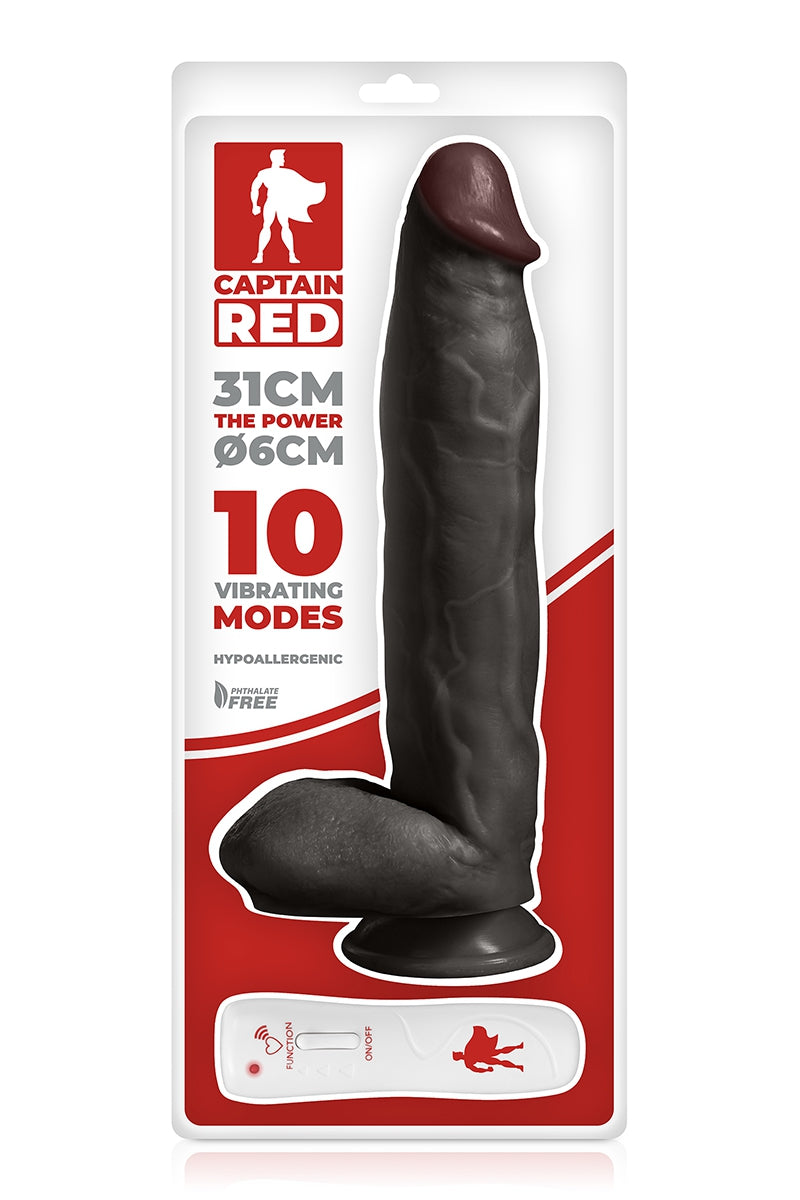Vibromasseur réaliste XXL The Power Black Captain red