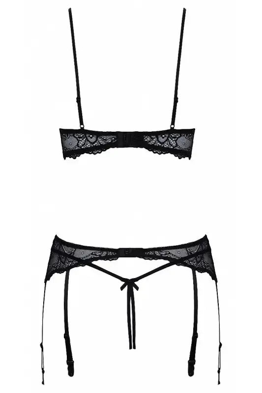 Ensemble lingerie 3 pièces lingerie ouvertes noires - Cotelli Lingerie LollyDoll