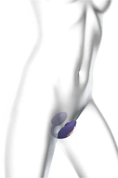 Double stimulateur féminin Wonderlover violeta sur une silhouette, conçu pour le plaisir intime et la stimulation.