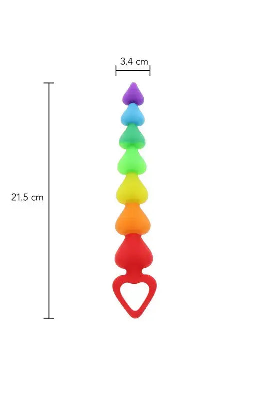 Stimulateur anal en forme de cœur aux couleurs de l’arc-en-ciel avec ses dimensions