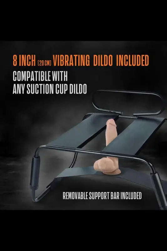 Tabouret fuck machine Surrender - Temptasia avec un vibromasseur de 8 pouces inclus, compatible avec tous les dildos à ventouse.