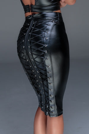 Jupe crayon wet look · Noir Handmade · vue 3