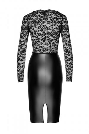 Robe Euphoria wetlook et dentelle · Noir Handmade · vue 3