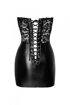 Mini robe corset Solace wetlook et dentelle · Noir Handmade · vue 3