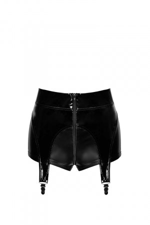 Short à jarretelles Glam vinyle et wetlook · Noir Handmade · vue 4