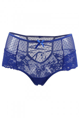 Tanga lacé dentelle taille haute Bleu · Litolu Lingerie · vue 4