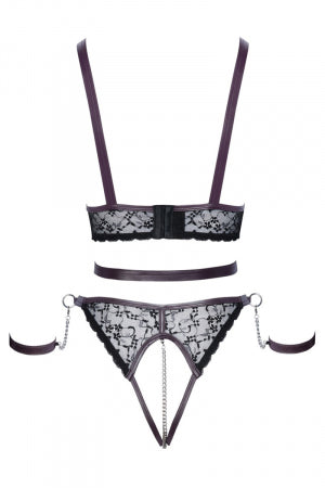 Ensemble ouvert 3 pièces noires · Cotelli Bondage · vue 4