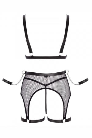 Ensemble Fetish noir en dentelle · Cotelli Bondage · vue 4