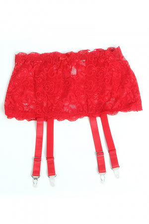 Porte-jarretelles dentelle large Rouge · Litolu Lingerie · vue 4