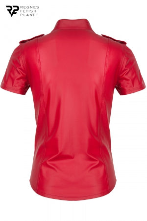 Chemise manches courtes wetlook rouge Carlo · Regnes · vue 3