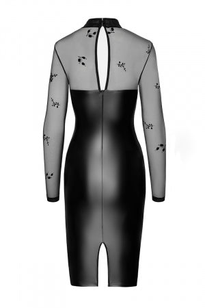 Robe moulante Sublime wetlook et tulle floqué · Noir Handmade · vue 3